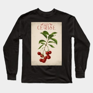 Old fruit poster - Cherries - Vintage - retro Long Sleeve T-Shirt